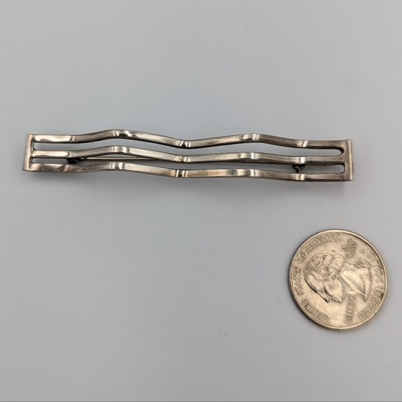 Vintage Modernist Abstract Wave Sterling Silver Statement Brooch - Picture 7 of 9